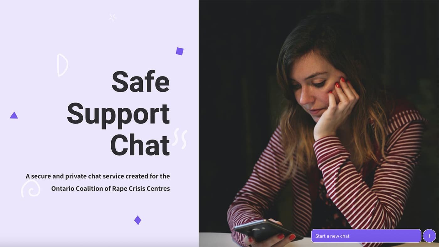 The home page of the Safe Support Chat website